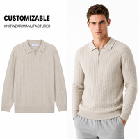 Pull en maille demi-zip pour homme, style preppy côtelé 7GG, à manches longues, chaud et respirant, idéal pour l'automne – Vente en gros directe usine