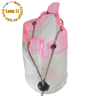 Sac à cordon en PVC transparent avec logo personnalisé, fond rond, pochette transparente pour emballage de cadeaux cosmétiques