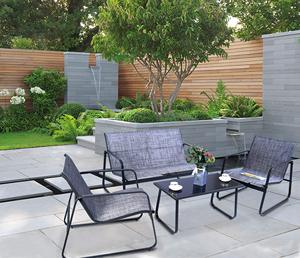 4 Pcs <strong>Outdoor</strong> Conversation Set with Durable Metal Frame Mesh Textile Includes One <strong>Love</strong> <strong>Seat</strong> Two Chairs and One Table Mail Order - Product Image 5