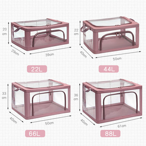 Boîte de rangement pliable en acier ultra-transparente <span class=keywords><strong>pour</strong></span> vêtements, couettes, literie, <span class=keywords><strong>déménagement</strong></span>, organisation de la maison - Product Image 4