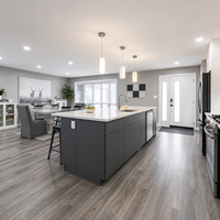 Ensemble d'armoires de cuisine en bois laqué noir sur mesure Vermonhouzz, armoires de cuisine modernes et durables pour les projets d'appartements et de villas
