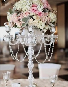 Lussuoso <span class=keywords><strong>Candelabro</strong></span> in Cristallo Alto e Trasparente per Decorazioni Matrimoniali - Product Image 5