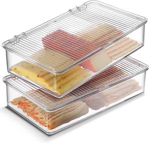 Speck behälter für Kühlschrank (2er Pack) Kühlschrank Vorrats behälter Käse Vorrats behälter Speck halter Cold Cuts Fleischs parer - Product Image 1