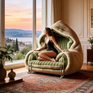 लक्जरी हूडेड नकली फर आलसी सोफा आरामदायक क्लाउड जैसा कि लिविंग रूम लिविंग रूम, होटल लॉबी रिसेप्शन, आर्ट सोफा - Product Image 5