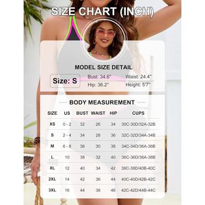 Conjunto de Bikini de Cintura Alta para Mujer, Traje de Baño Deportivo de Dos Piezas con Control de Abdomen, Cuello en V y Ribete en Contraste, Ropa de Playa 2025 - Product Image 6