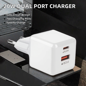 Chargeur mural rapide original PD 20W à double port, compatible avec iPhone et Android, prise EU/US, sortie <span class=keywords><strong>QC3</strong></span>.<span class=keywords><strong>0</strong></span> 5V 3A - Product Image 2