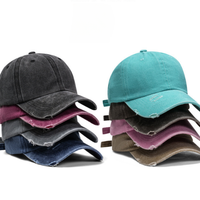 Gorra de Béisbol Estilo Polo de Alta Calidad, 6 Paneles, Algodón, Vintage, Retro, Desgastada, Lisa, de Mezclilla Lavada