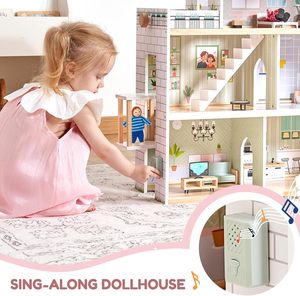 Grande <span class=keywords><strong>maison</strong></span> <span class=keywords><strong>de</strong></span> <span class=keywords><strong>poupée</strong></span> en bois rose avec meubles pour filles, avec sonnette, 17 meubles et 3 poupées, jouet <span class=keywords><strong>de</strong></span> maisonnette pour filles <span class=keywords><strong>de</strong></span> 3 à 7 ans - Product Image 6
