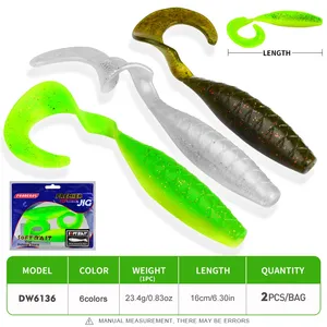 เหยื่อตก<span class=keywords><strong>ปลา</strong></span>แบบนิ่ม OEM 2 ชิ้น/ถุง น้ำหนัก 23.4 กรัม ยาว 16 ซม. 6 สี พร้อมเลเซอร์วิบวับ หางแบบแพดเดิล หางแบบหยิก ใช้กับชุดตกปลาเท็กซัส ริก เหมาะสำหรับตกปลาแบส - Product Image 3