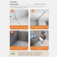 Profilé en F en alliage d'aluminium moderne pour encastrement de verre, pour cabine de douche et cloison de salle de bain dissimulée, avec finition de bord en verre, pour villas et hôtels