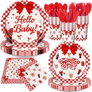 Fournitures pour fête de naissance, vaisselle jetable rétro à thème soda, assiettes, gobelets, serviettes, nappe, décorations - Product Image 1