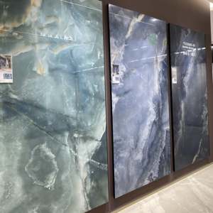 Carrelages de sol en marbre brillant et moderne pour le salon, revêtement de sol antidérapant pour mur intérieur, plaque de roche, luxe foncé - Product Image 4