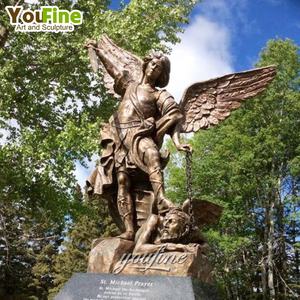 Statue religieuse grandeur nature en bronze de Saint Michel avec le <span class=keywords><strong>diable</strong></span> - Product Image 1