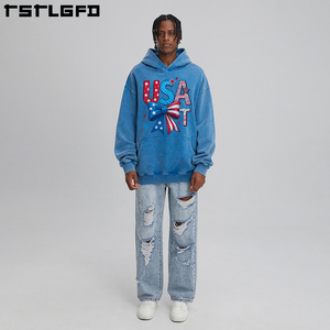 Sweats à capuche vintage personnalisés 100% coton, poids lourd, délavés à l'acide Pull court à capuche en coton biologique pour hommes - Product Image 4