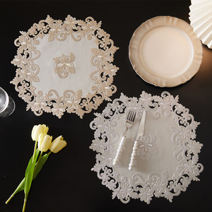 Set de table rond rétro avec bordure en dentelle, isolant thermique, pour la décoration de la salle à manger - Product Image 4