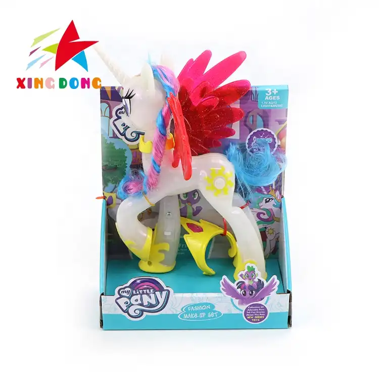 China manufacturer lovely plastic cartoon pony figure toy with music and light