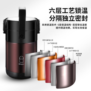 กล่องข้าวเก็บอุณหภูมิแบบสุญญากาศ สแตนเลส ขนาด 1.9 ลิตร 2.3 ลิตร 2.6 ลิตร สำหรับพนักงานออฟฟิศ นักเรียน และผู้ใหญ่ - Product Image 4