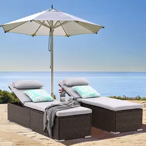 Swimming Pool Chaise Lounge Outdoor Furniture Sun Lounge Chair Seat Beach Rattan Patio Chaise Lounge