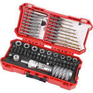 68 Piece Mini Drill Bit Screwdriver Set 1/4 In Socket Drive Hand Tool Kit With Bent Phillips Flathead Bits Plastic Case - Product Image 2