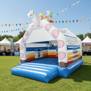 Château Gonflable Commercial Thème Girafe Mignonne Prix Usine, Structure Gonflable en PVC 0,55 mm pour <span class=keywords><strong>Location</strong></span> de Aires de Jeux pour Enfants - Product Image 1