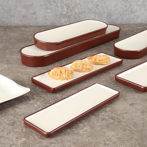 A5 <b>melamine</b> long <b>plate</b>, imitation porcelain sushi <b>plate</b>, rectangular platter for artistic dishes, tableware for hotels, - Product Image 1