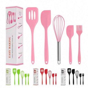Wholesale 5-piece Silicone Spatula Set Rubber Cooking Utensils Set Heat Resistant Silicone Kitchen Utensils Cooking Spatula Set - Product Image 3