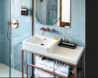 Armoire de salle de bain murale encastrée avec miroir et pieds en acier inoxydable, console en fer forgé et cadre métallique assorti, pour rangement de médicaments