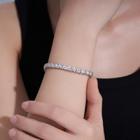 Pulsera de Moissanita con Eslabones en Forma de S, Plata de Ley 925, Diseño Ondulado y Brillante para Mujer