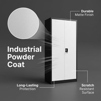 Armoire de classement en acier à 5 niveaux, double porte avec serrure et étagères réglables pour l'archivage de documents et de dossiers
