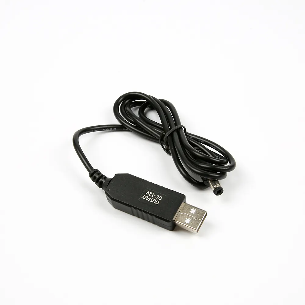 5V 2A to 12V 1A USB Booster Cable DC5.5*2.1MM Without LED Adapter USB 1M Wire