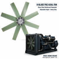 Ventilateur axial pour moteur diesel, 8 pales, PAG, polyamide renforcé de fibres de verre, angle réglable, générateur haute performance