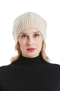 Chapeau d'hiver en tricot torsadé gris pour femme, 100% cachemire pur, style décontracté pour adultes - Product Image 4