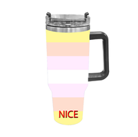 Gobelet isotherme personnalisé 40 oz en acier inoxydable avec poignée, thème arc-en-ciel omnisexuel gay, pour les trajets en voiture, le camping à la plage et les pique-niques