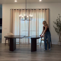 Table transformable - Meilleure table à manger extensible fabriquée en bois massif de qualité supérieure avec bancs et buffet