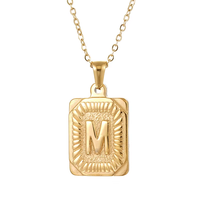 2024 Bijoux chauds hommes 18 carats chaîne en or carré en acier inoxydable personnalisé Hip Hop mode anglais lettre initiale col