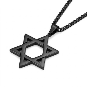 Star Pendant Necklace Stainless Steel Cuban <b>Chain</b> Gold Silver <b>Black</b> Unisex Everyday Wear - Product Image 3