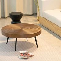 Table à thé moderne nordique créative en bois massif de style japonais, rétro, avec anneau de bois naturel, pour petit salon, motif rond