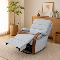 Fauteuil inclinable électrique en tissu avec accoudoirs en bois pour personnes âgées, handicapées ou en soins infirmiers