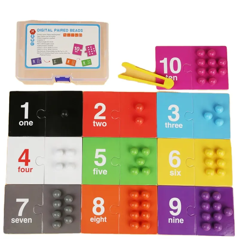 Toptan klip boncuk eşleştirme oyunu ahşap oyuncak çocuklar için eğitici oyuncak renk sıralama numarası eşleştirme oyunu