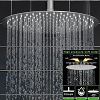 HOMEDEC Ensemble de douche pluie 16 pouces avec double pommeau mural 6 pouces, vanne 5 voies, douchette à main 2 fonctions et jets latéraux, nickel brossé