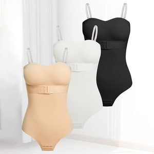 Body gainant sans couture pour femme avec bretelles invisibles, effet ventre plat, soutien-gorge sans bretelles et string, léger - Product Image 4