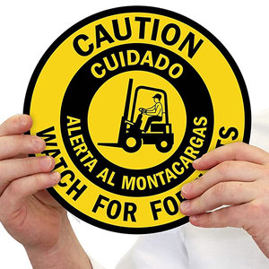 Özelleştirilmiş "dikkatli dikkatli Forklift" kaymaz kauçuk zemin işareti uyarı işareti pas geçirmez alüminyum açık emniyet uyarı işareti - Product Image 4