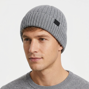 Bonnets de haute qualité, style classique, chauds pour l'hiver, pour femmes et hommes, couleur unie, polyester/coton, broderie et logo personnalisés - Product Image 1
