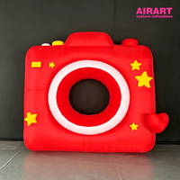 Cadre de caméra gonflable géant de 2,5 m, rouge, en forme de dessin animé, accessoire interactif pour événements et mariages
