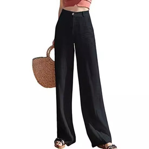 <span class=keywords><strong>Pantalon</strong></span> décontracté pour femme, coupe large, en <span class=keywords><strong>lin</strong></span>, taille haute, <span class=keywords><strong>effet</strong></span> amincissant, jambe droite verticale - Product Image 5