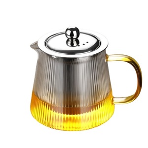 Vertical Striped Teapot With Stainless Steel Filter For Black And Green <b>Tea</b> Kung Fu <b>Tea</b> Set Household Use - Product Image 4