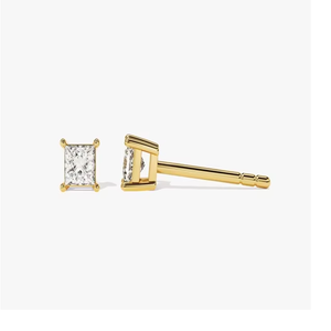 Pendientes de Plata S925 con Moissanita Estilo Princesa, Elegantes Joyas Solitarias con Diseño de Diamante para Mujer, Uso Diario - Product Image 1