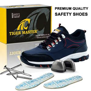 Chaussures de sécurité de travail pour hommes Tiger Master Blue en cuir microfibre antidérapant avec semelle en caoutchouc, embout en acier, anti-perforation pour la construction et les mines - Product Image 2