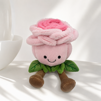 Peluche rose mignonne en forme de rose, fleur brodée en polyester et coton PP, cadeau d'anniversaire