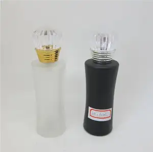 30ml özel logo buzlu boş siyah cam parfüm şişeleri ile altın yaka